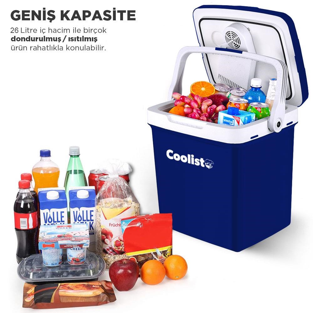 CoolistCoolist CLT26 12Volt/220Volt AC/DC 26 Litre Sıcak/Soğuk Oto BuzdolabıCLT26