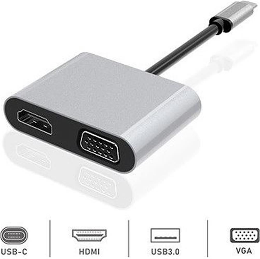 DEXIMDexim Dhu0004 Premium 4 in 1 USB-Typ-c HDMI VGA Hub for iPad Pro, Macbook, PC, Laptop703508679128