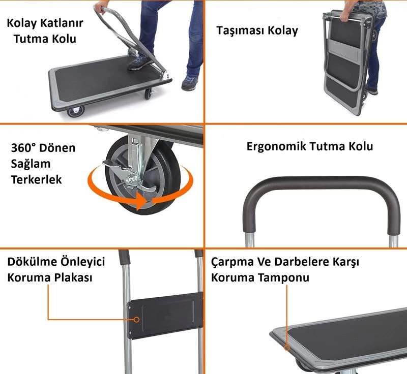DuffmartDuffmart PR2190 Pro Katlanır Platform 4 Tekerlekli Paket Taşıma Arabası 150 KgDA11006