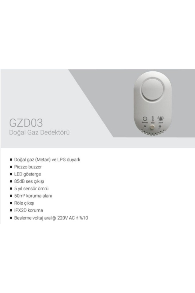 EDSEDS GZD03 Doğalgaz ve Lpg Gaz Dedektörü Tak Çalıştır (220V) 50 M2 Koruma Alanı + 85 Dsb Ses ÇıkışTYC00225840800