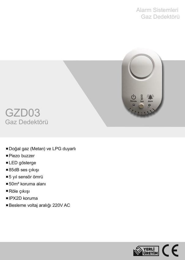 EDSEDS GZD03K Kablolu Dogalgaz ve LPG Gaz Dedektörü (220V) RöleliGZD03K