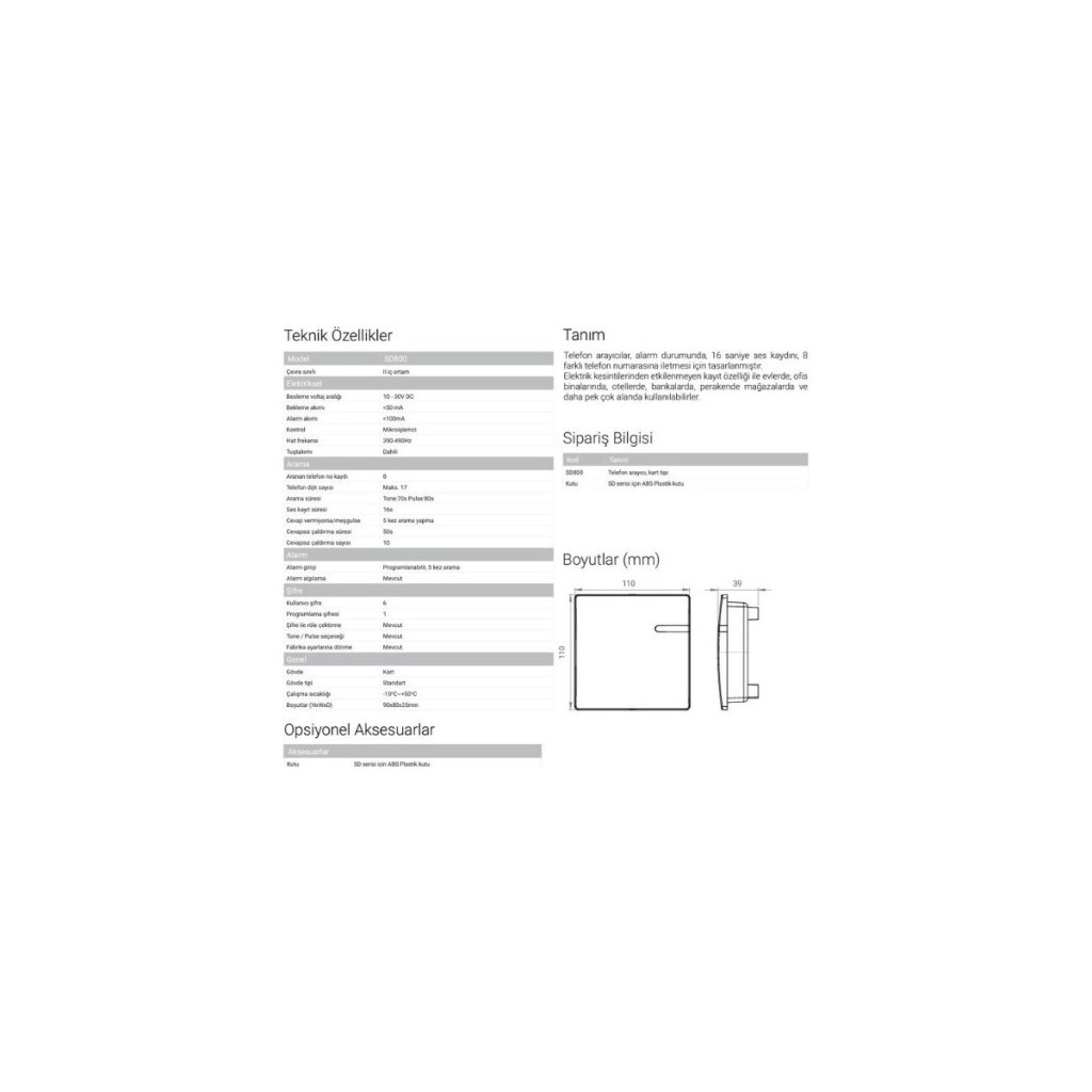 EDSEds SD800 Yangın Alarm Sistemleri Için Telefon ArayıcıHBCV00006CAGEM