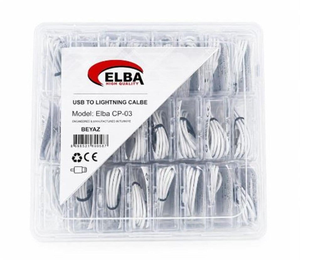 ELBAElba CP-03 Şeffaf Kutulu Usb To Lightning 24lü Beyaz Şarj Kablosu8698521890587