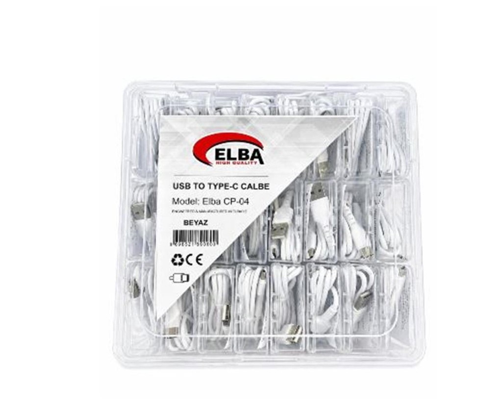 ELBAElba CP-04 Şeffaf Kutulu Usb To Type-c 24lü Beyaz Şarj Kablosu8698521890600
