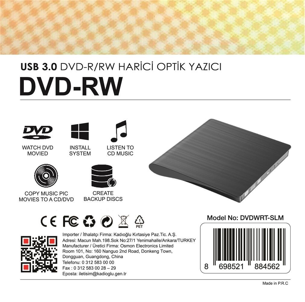 ELBAElba DVDWRT-SLM Harici Dvdrw Slim, Siyah Dvd Yazıcı Writer8698521884562
