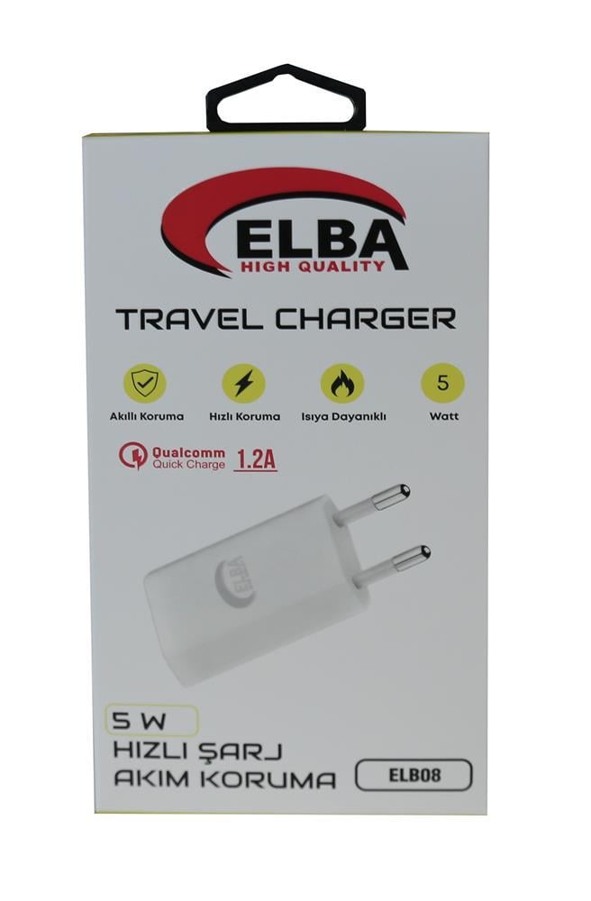 ELBAElba Elb08 5W 1.2A Hızlı Şarj Akıllı Koruma Usb EV Şarj Kafa8698521895834