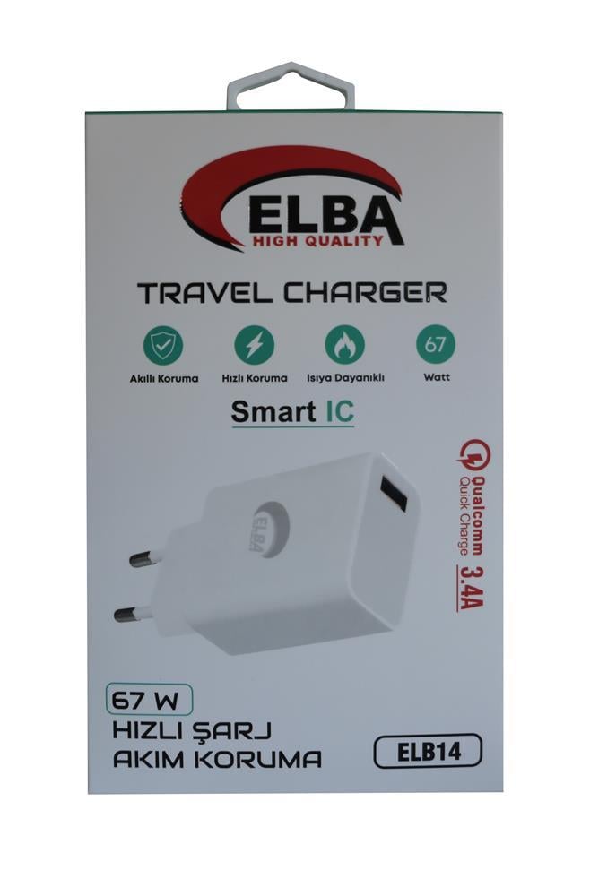 ELBAElba ELB14 Elb-67w USB 67w 3.4A Hızlı Şarj Akıllı Koruma -Isıya Dayanıklı EV Şarj Kafa8698521881981