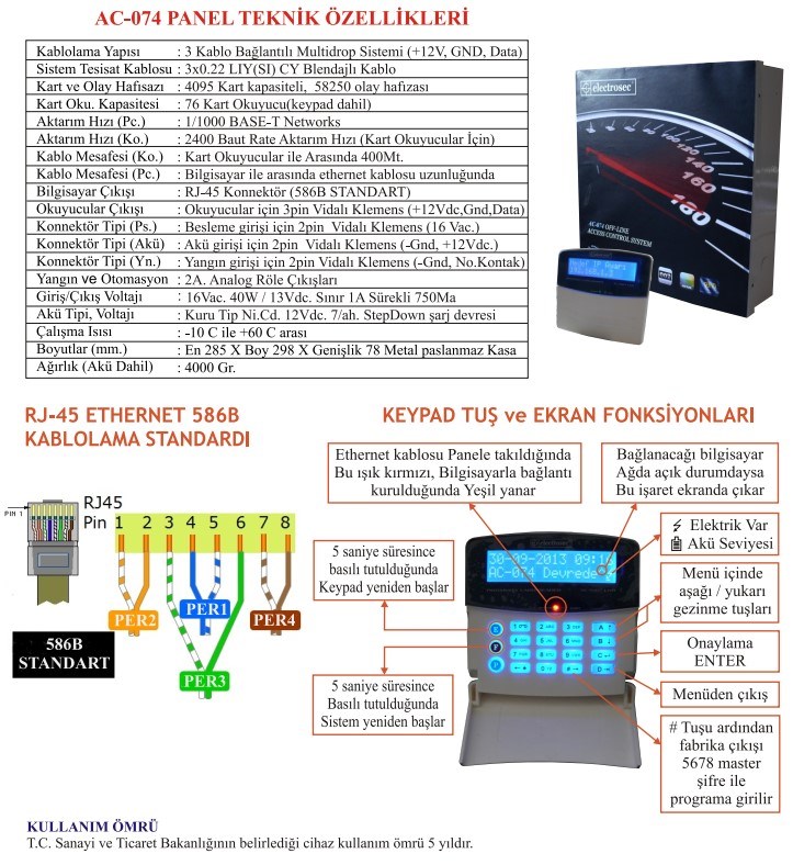 ElectrosecElectrosec AC-074ETH Güvenlik Amaçlı Off-Line ve Online Kartlı Geçiş SistemiAC-074ETH