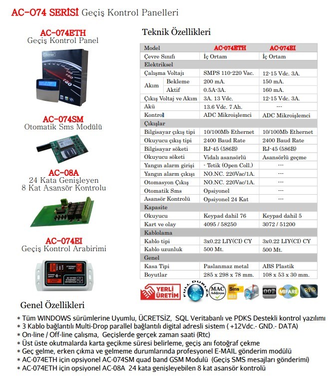 ElectrosecElectrosec AC-08A 24 Kata Kadar Genişleyen 8 Kat Asansör KartıAC-08A