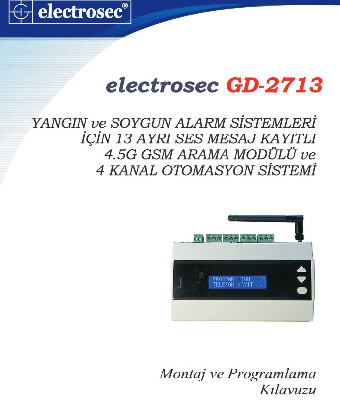 ElectrosecElectrosec GD-2713 Yangın ve Soygun Alarm SistemleriGD-2713