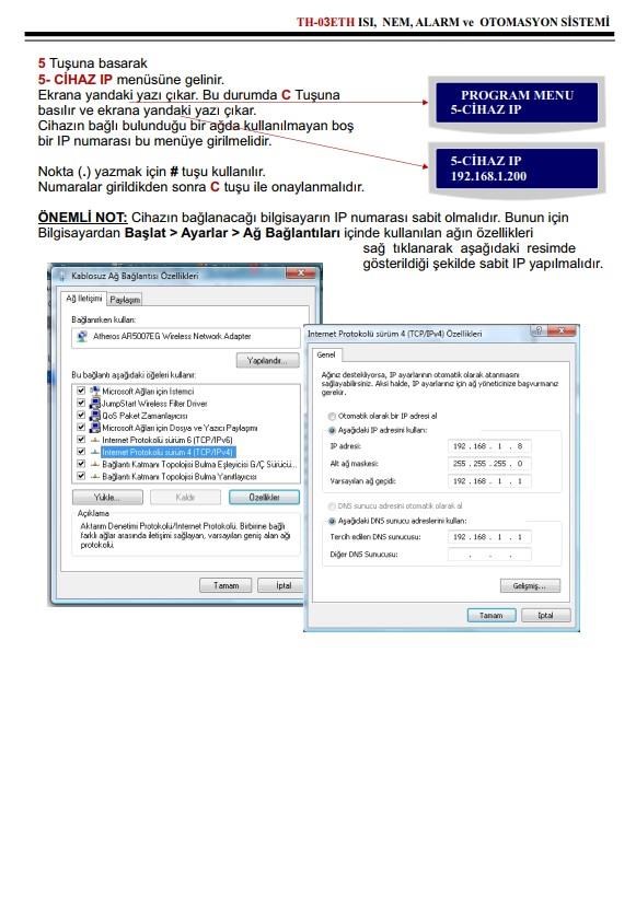 ElectrosecElectrosec TH-03 ETH Web Tabanlı 3 Kanal Isı, Nem ve Alarm Takip Sistemi +1 Prob + 16V AdaptörME-TH-03ETH