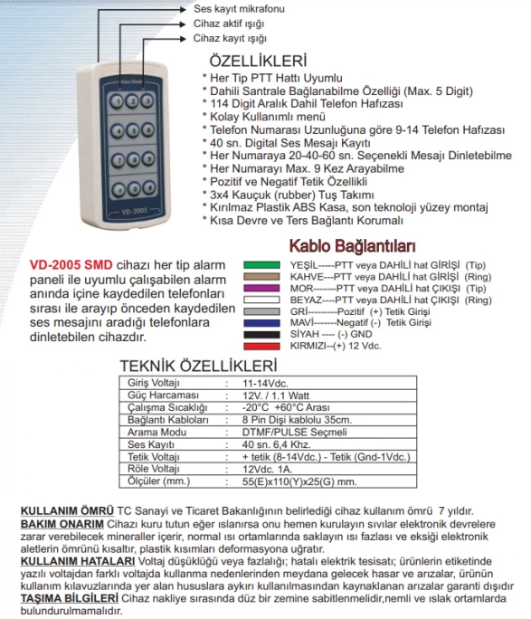 ElectrosecElectrosec VD-2005 SMD Telefon Arama Modülü (Her tip alarm paneli ile çalışabilme)VD-2005