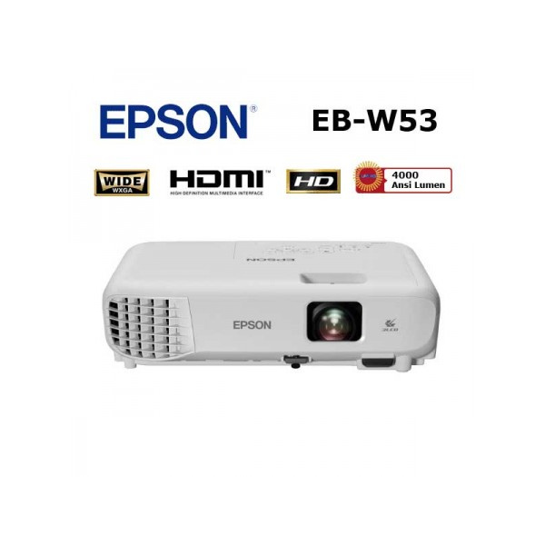 EpsonEpson EB-W53 WXGA 1280x800 4000 Ansı HDMI Projeksiyon – Kompakt ve Yüksek Performanslı GörüntülemeEB-W53