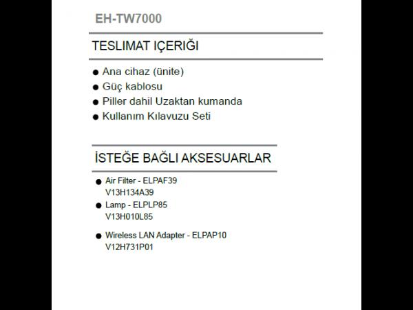 EpsonEpson EH-TW7000 3840x2160 3000 ANSI Lümen 4K Ultra HD Projeksiyon Cihazı V11H961040EH-TW7000