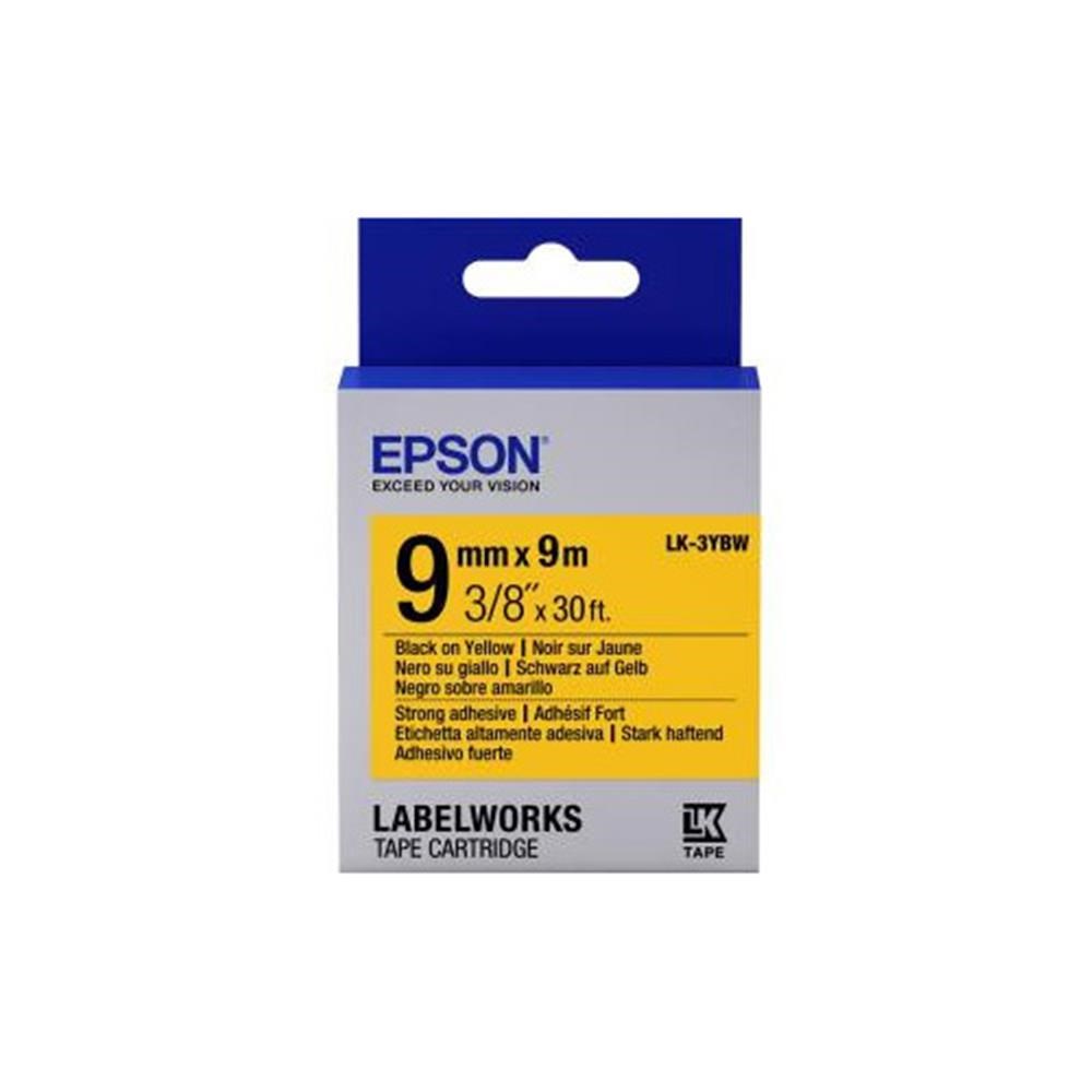 EpsonEpson LK-3YBW Güçlü Yapışkanlı Sarı Üzeri Siyah 9mm 9Metre Etiket8715946611167