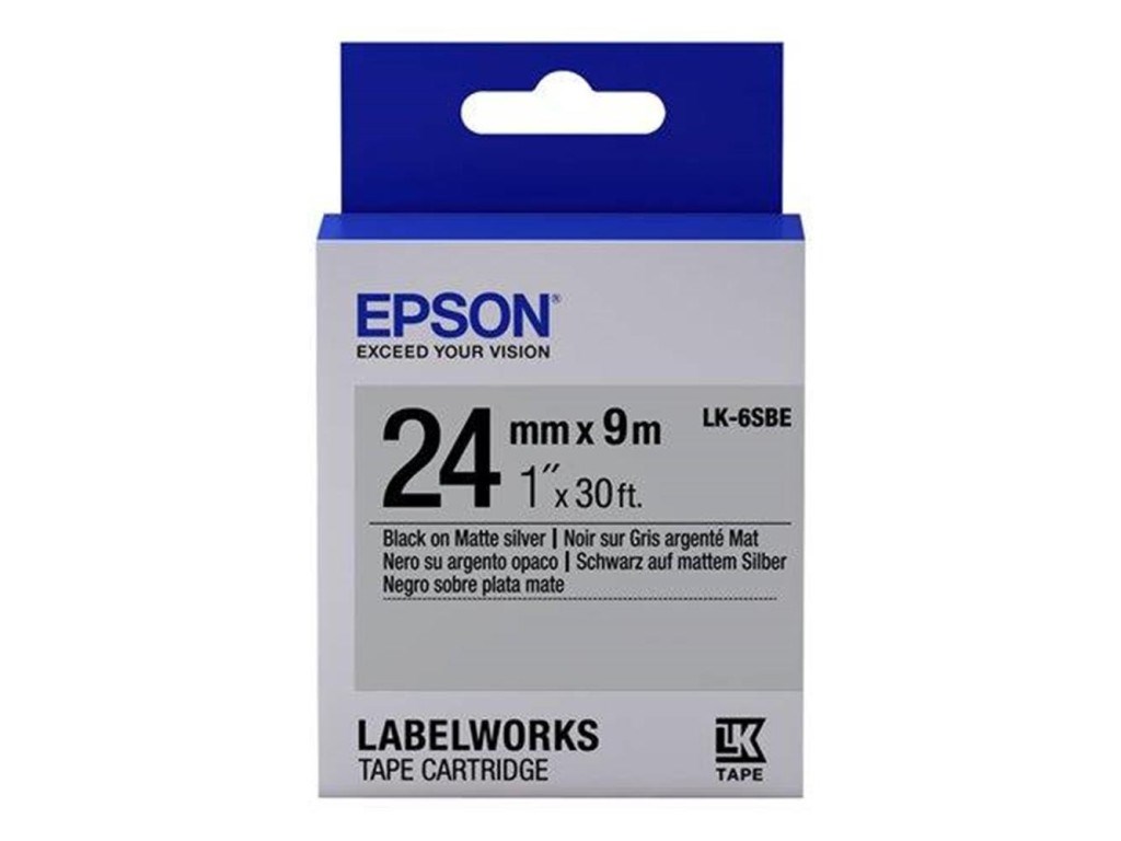 EpsonEpson LK-6SBE Gümüş Üzeri Siyah 24mm 9Metre Etiket8715946611662