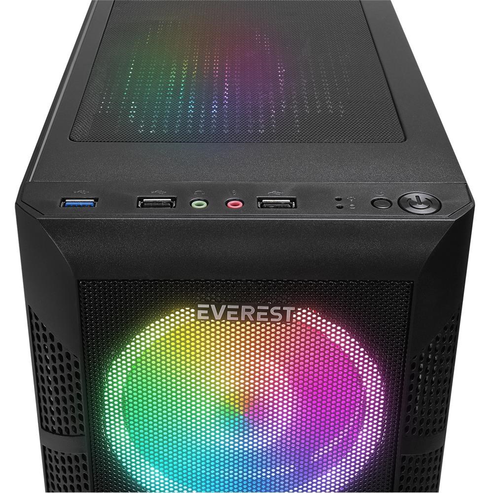 EVERESTEverest CREST V1 Mesh Temperli Camlı 4x12cm Auto RGB Fan ATX Mid-T Gaming Oyuncu Kasası8680096130069