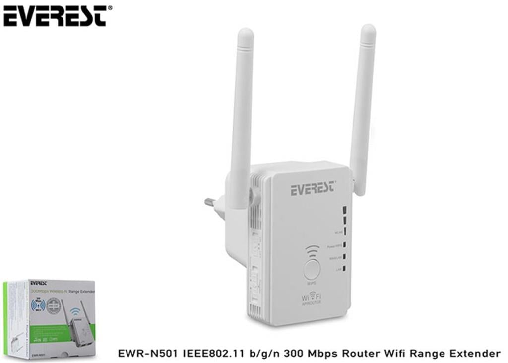 EVERESTEverest EWR-N501 IEEE802.11 b-g-n 300 Mbps Router Wifi Range Extender8680096057991