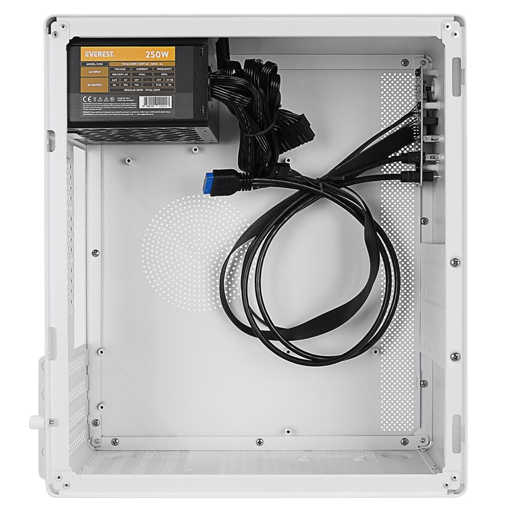 EVERESTEverest K250 PEAK 250W MICRO PSU Beyaz USB3.0+USB2.0+TYPE-C+HD AUDIO Kompakt Mid-T PC Kasası8680096122217
