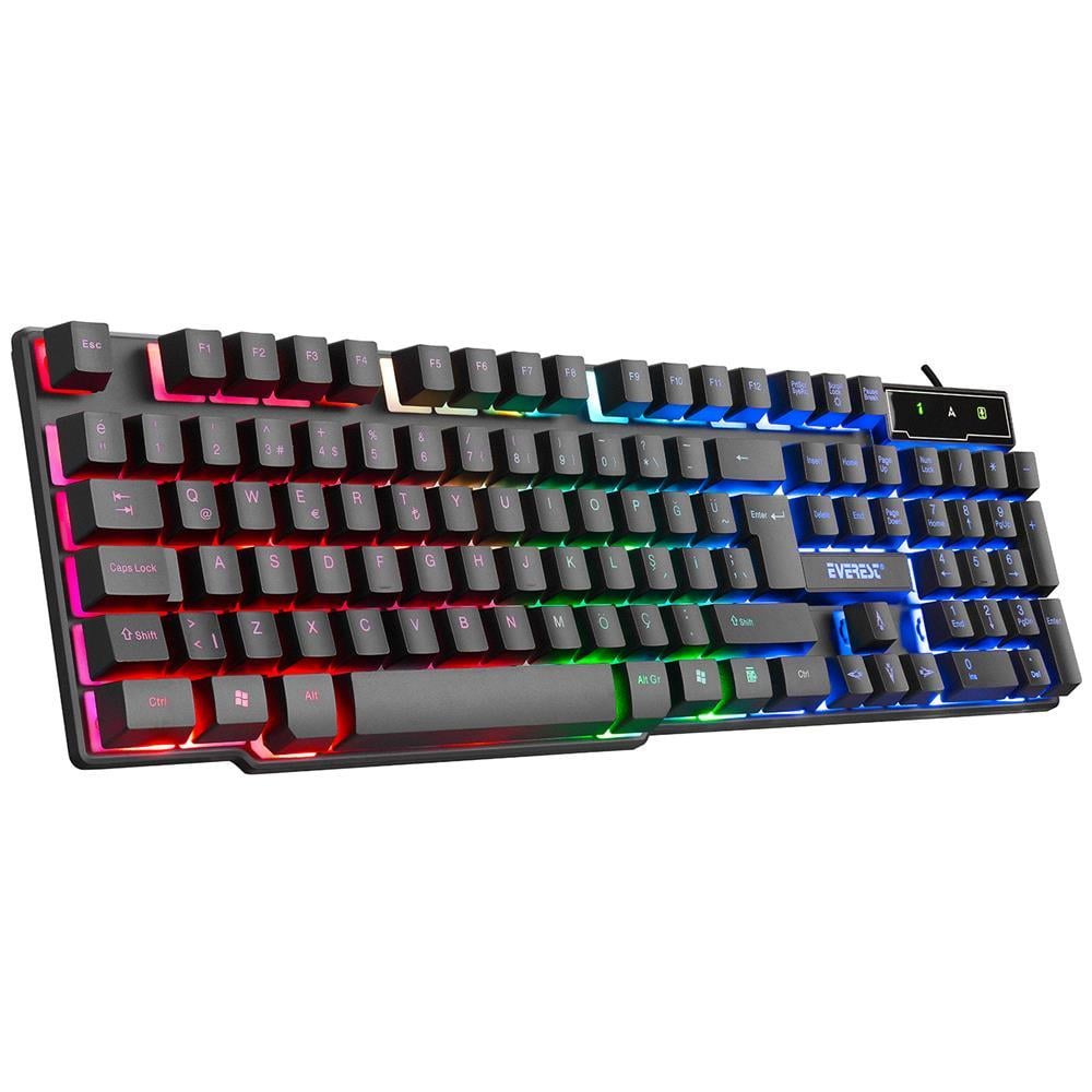 EVERESTEverest KB-188 Borealis Siyah USB Gökkuşağı Aydınlatmalı Q Gaming Oyuncu Klavyesi8680096096129