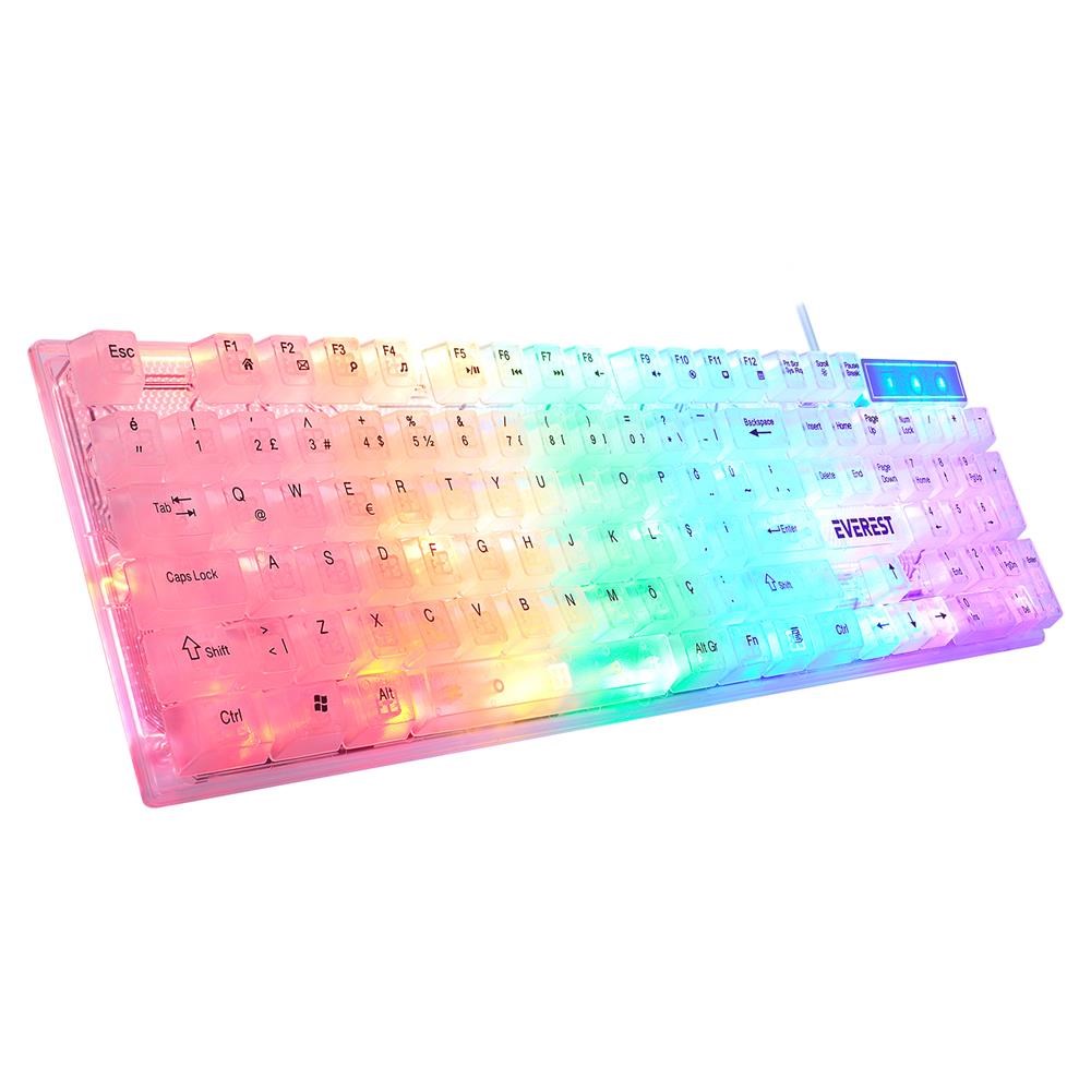 EVERESTEverest KB-24 Beyaz Rainbow Q Membrane Oyuncu Klavyesi8680096136085
