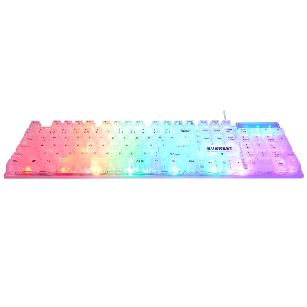 EVERESTEverest KB-24 Beyaz Rainbow Q Membrane Oyuncu Klavyesi8680096136085