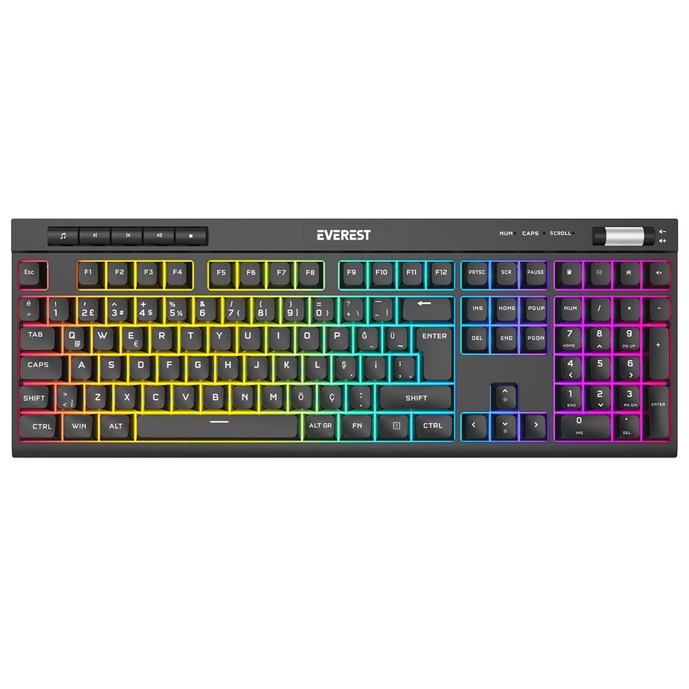 EVERESTEverest KB-68 Shin Siyah Rainbow Q Membrane Klavye RGB8680096144691