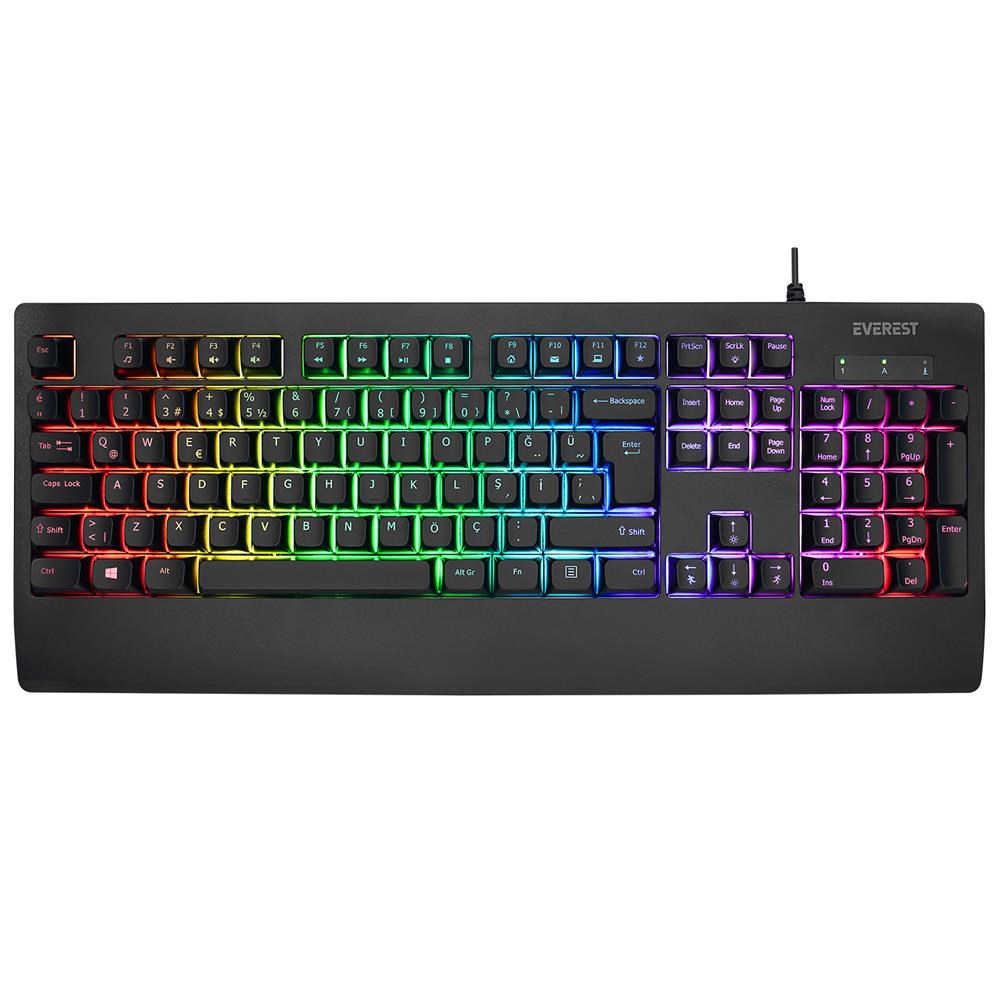 EVERESTEverest KB-93 Siyah USB Rainbow Aydınlatmalı Q Membrane RGB8680096142789