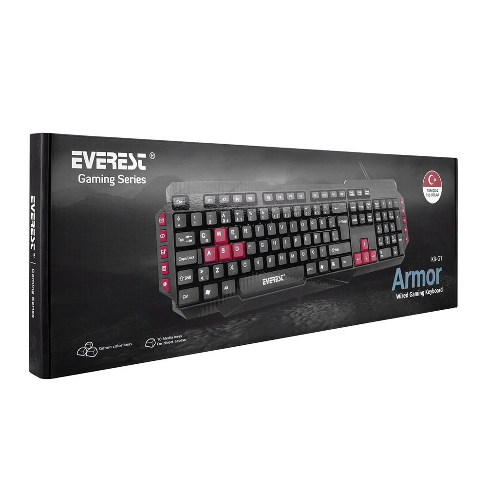 EVERESTEverest KB-G7 ARMOR Siyah USB Q Gaming Oyuncu Klavyesi8680096064784