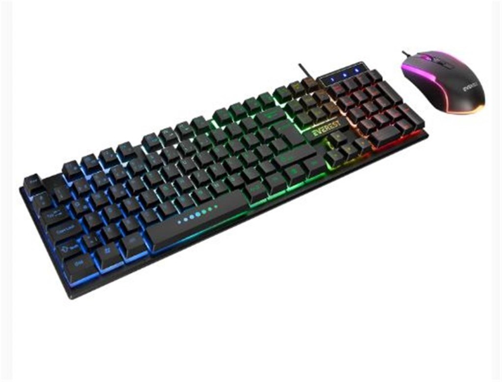 EVERESTEverest KM-198 Luminax Siyah Gökkuşağı Aydınlatmalı Q Gaming Oyuncu Klavye + Mouse Set8680096136191