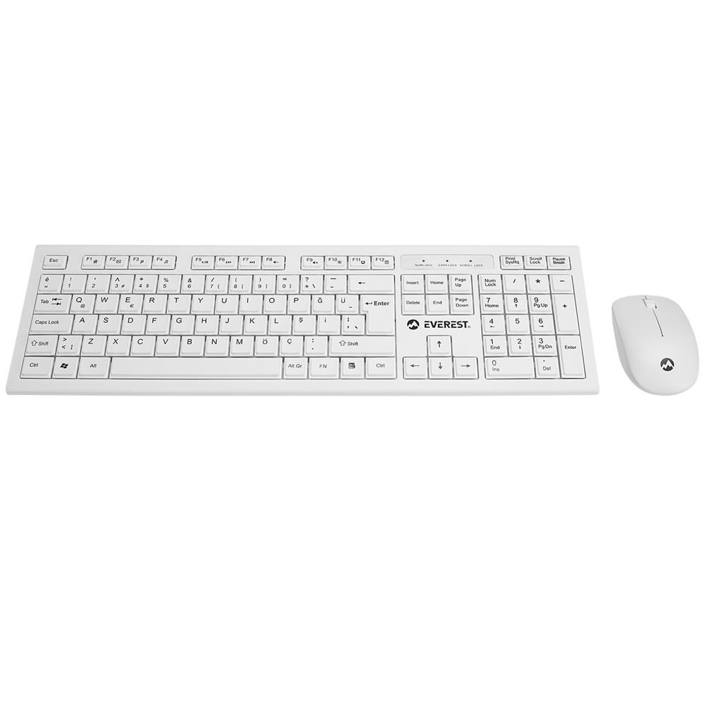 EVERESTEverest KM-6121 Beyaz Kablosuz Q Slim Klavye + Mouse Set8680096080500