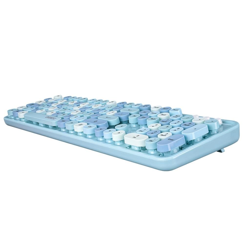 EVERESTEverest ROUND KM-6282 Renkli Tuşlu Mavi Kablosuz Q Multimedia Klavye + Mouse Set8680096114939