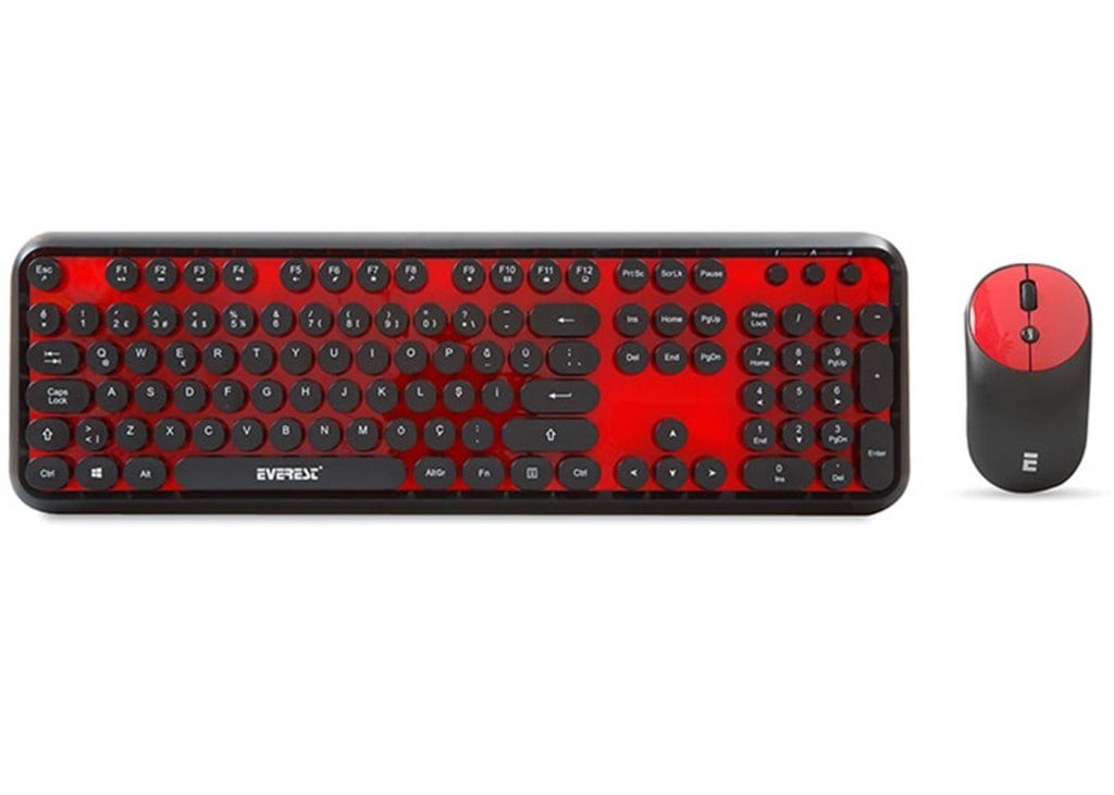 EVERESTEverest Round KM-6282 Siyah Kırmızı Kablosuz QMultimedia Klavye + Mouse Set8680096053757