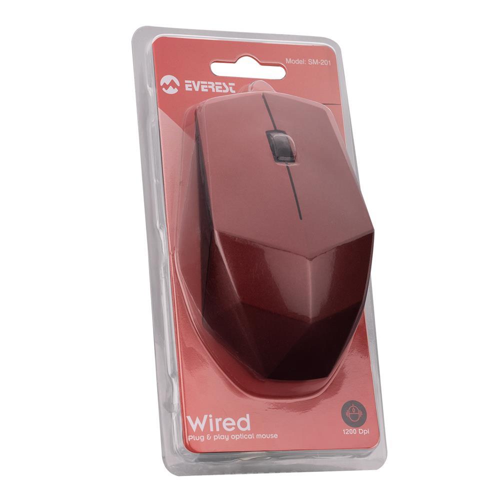 EVERESTEverest SM-201 Usb Kırmızı 1200dpi Optik Kablolu Mouse8680096098673