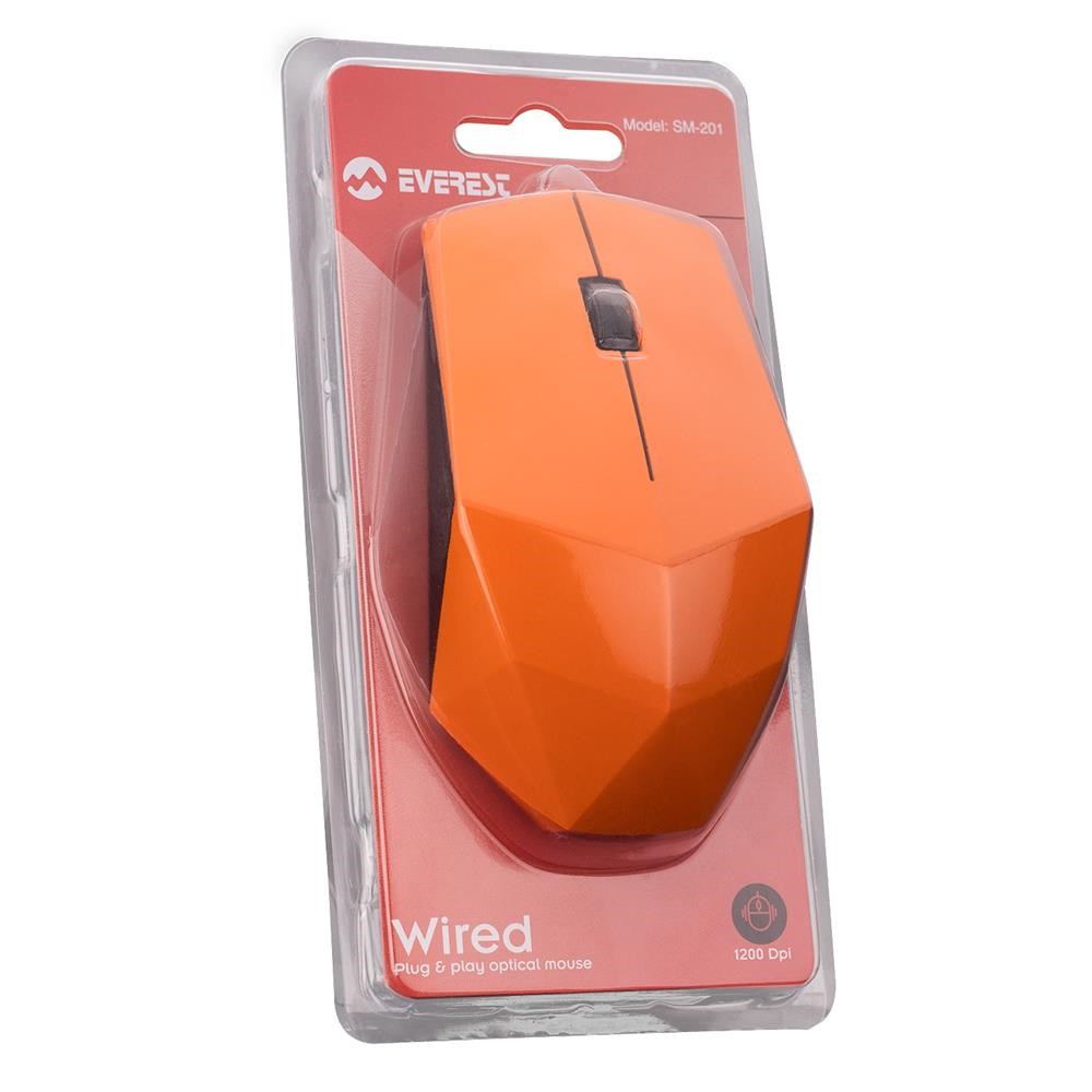 EVERESTEverest SM-201 Usb Turuncu 1200dpi Optik Kablolu Mouse8680096098703