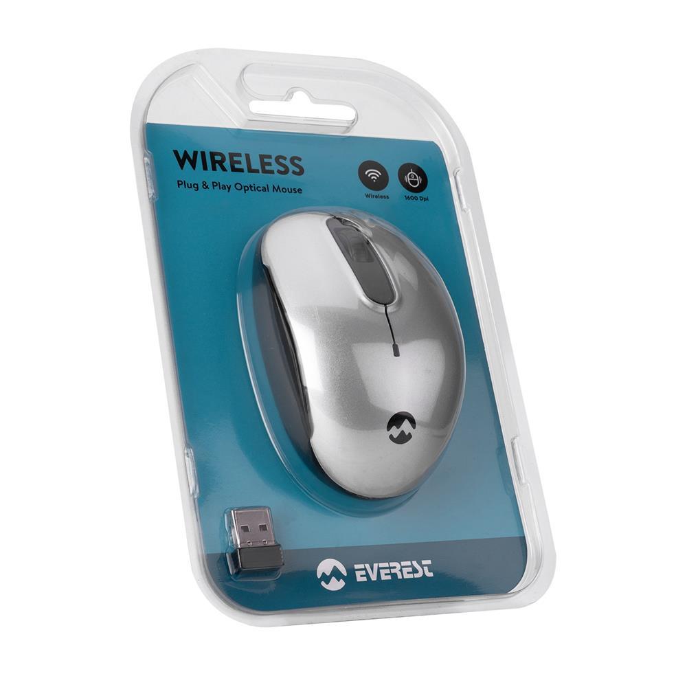 EVERESTEverest SMW-666 Gümüş USB 2.4 GHZ Optik Kablosuz Mouse 1500Dpı8680096045851