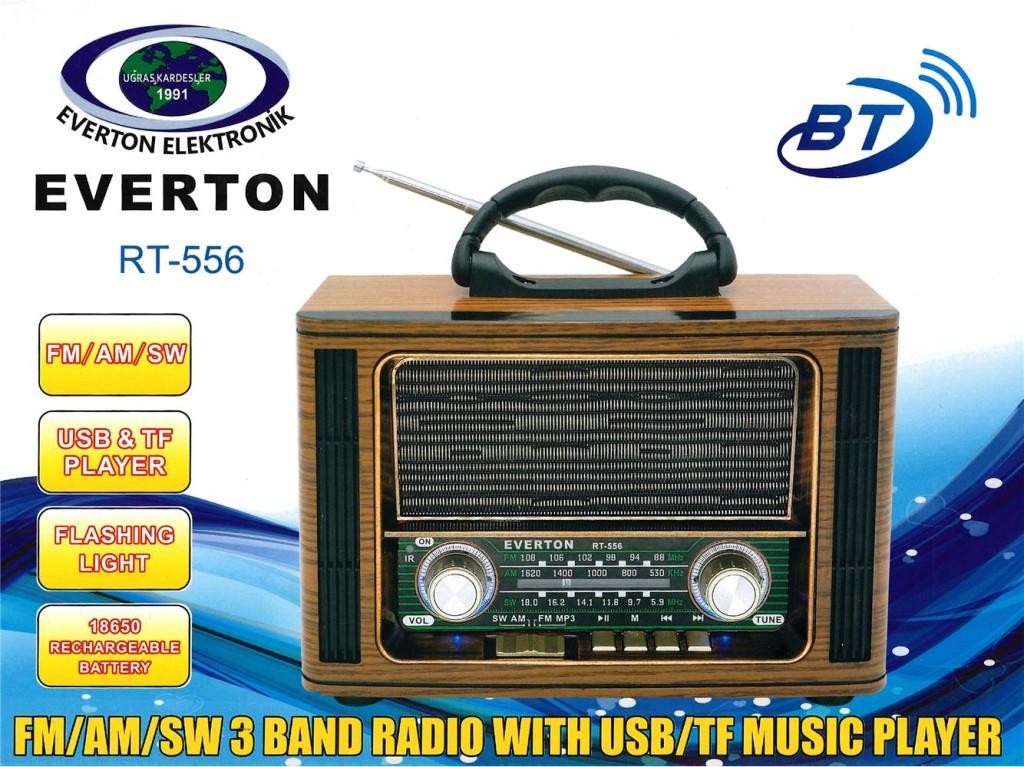 EVERTONEverton Rt-556  Bluetooth Fm-Usb-Tf-Aux  Şarjlı Nostaljik Radyo7452024055567