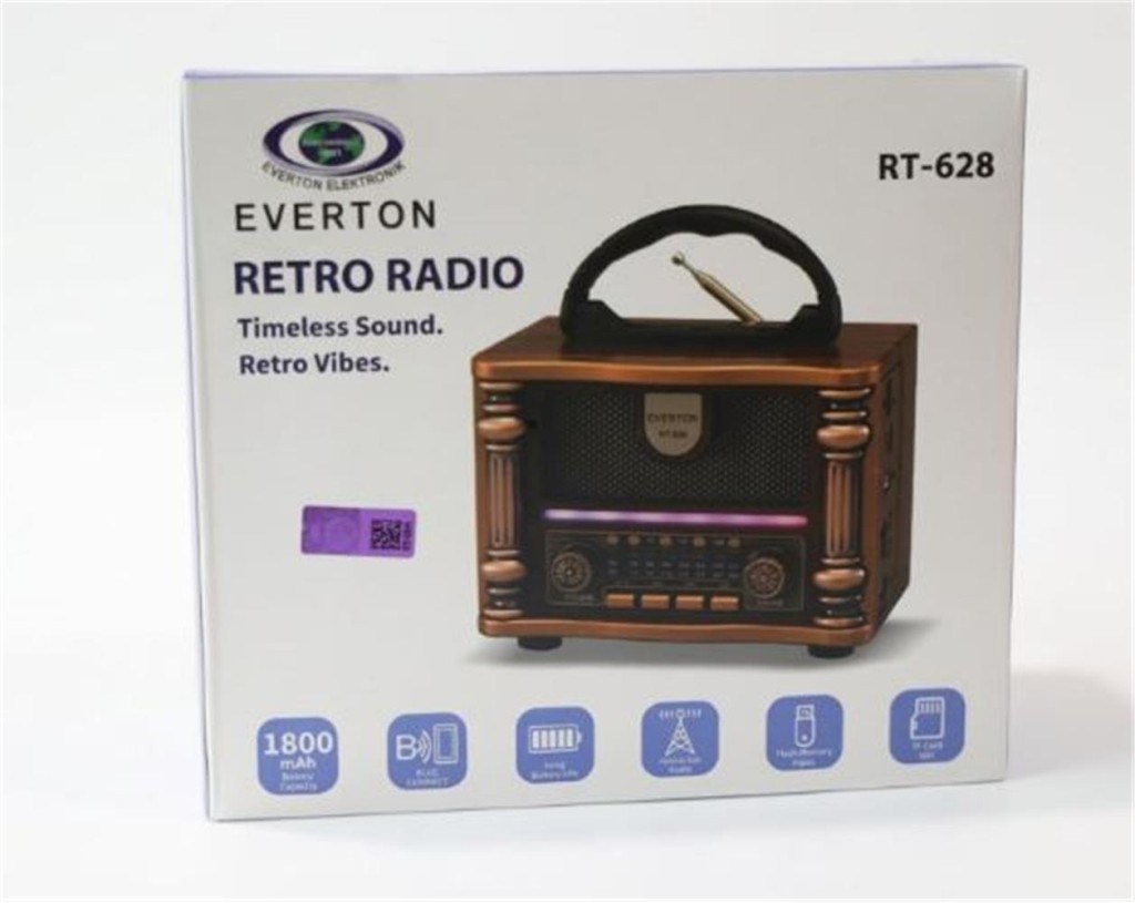 EVERTONEverton Rt-628  Retro Vibes Bluetooth Fm-Usb-Tf-Aux Şarjlı Nostaljik Radyo Led7453351176284