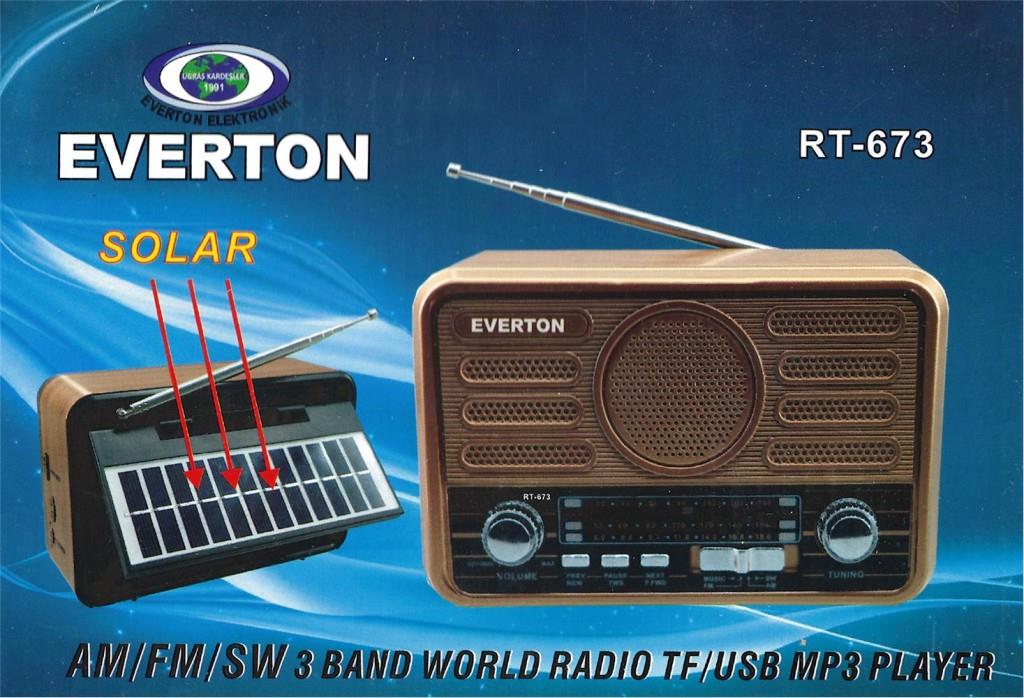 EVERTONEverton Rt-673 Bluetooth Fm-Usb-Tf- Şarjlı Solar Nostaljik Radyo5266854206738