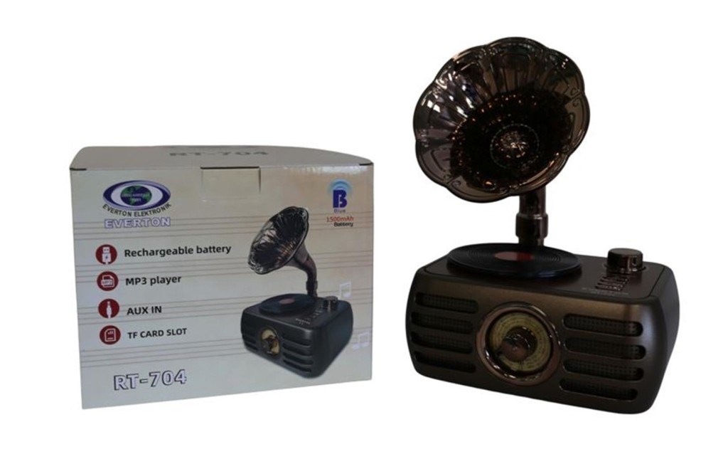 EVERTONEverton Rt-704 Gramafonlu Bluetooth Fm-Usb-Tf-Aux  Şarjlı Nostaljik Radyo7145302517047