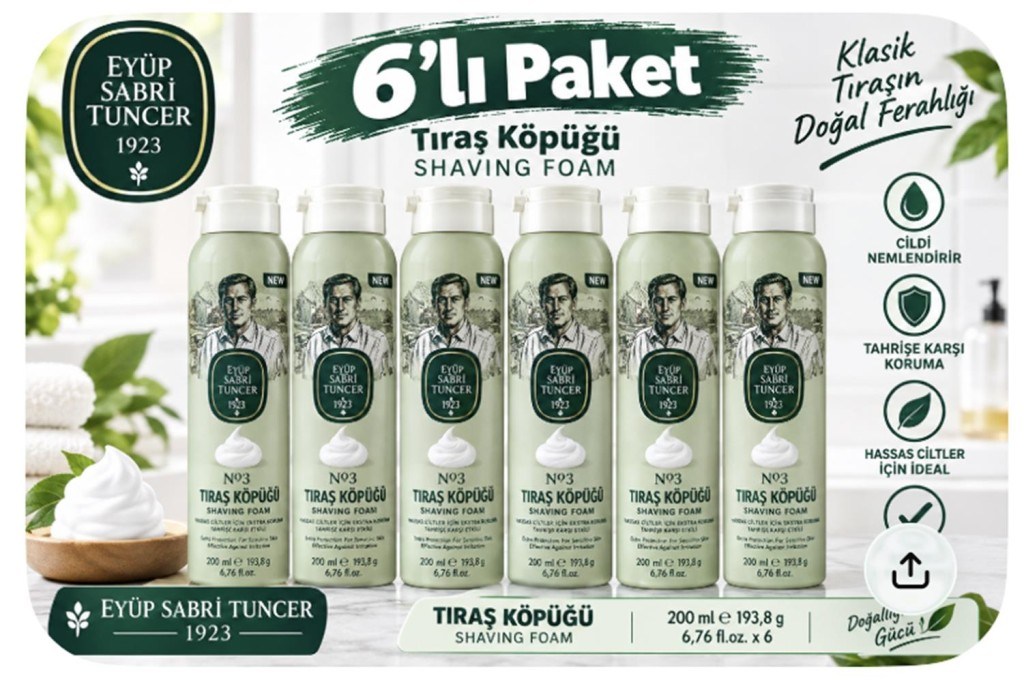 EYÜP SABRİ TUNCEREyüp Sabri Tuncer Tıraş Köpüğü No:3 - 200 ml 6lı Paket8691685027646