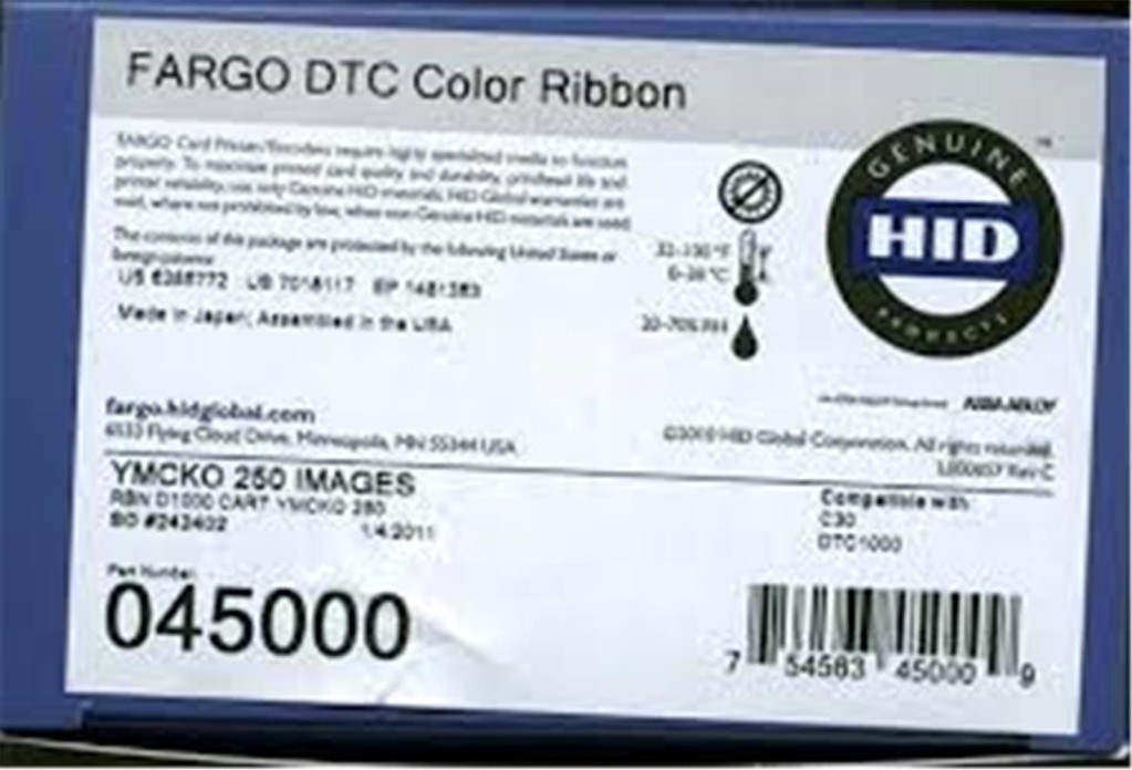 FARGOFargo 045030 DTC1250e YMCKO Renkli Ribbon Tek Yüze 300 Renkli Baskı754563450306