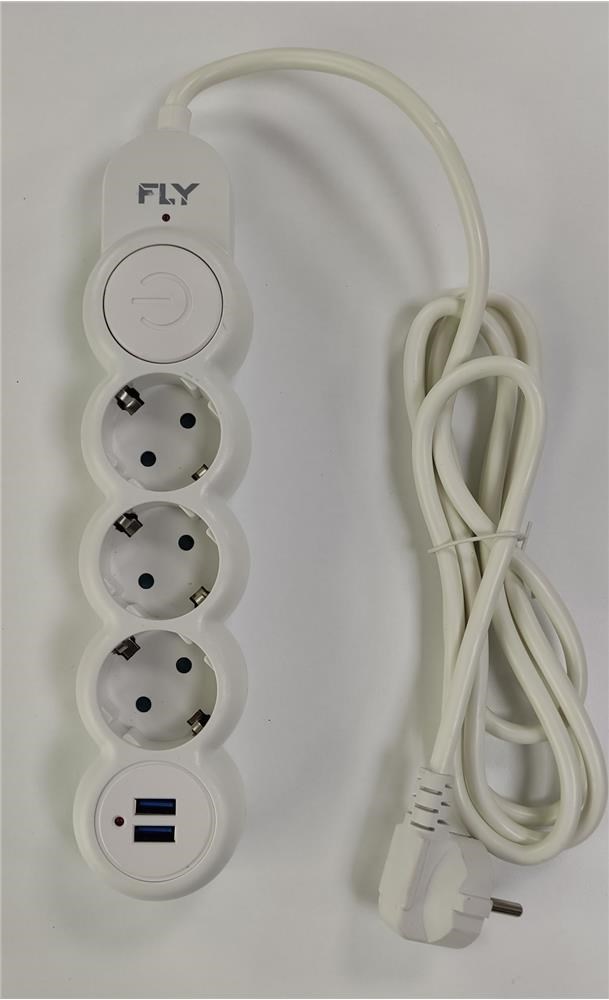 FLYFly 3393-01 3lü 2mt 2.1A Anahtarlı 2Usb Şarj Çıkışlı Akım Korumalı 2500w8681438192950