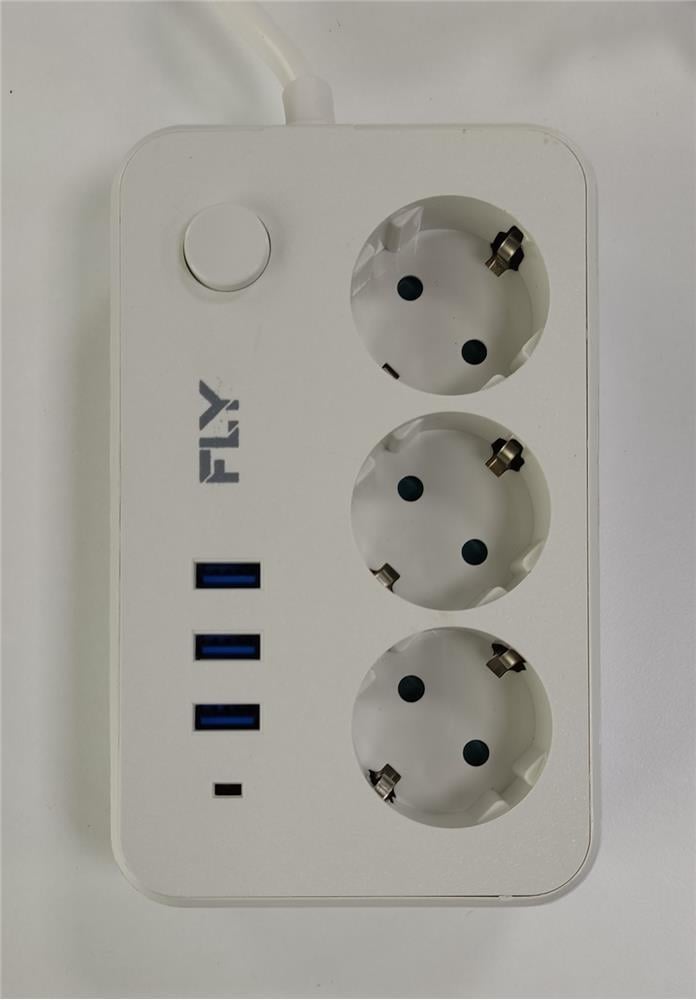 FLYFly 3406-01 3lü Anahtarlı 2.1A 3Usb Şarj Çıkışı 2mt Anahtarlı  Akım Korumalı Priz Çocuk Koruması8681438192981