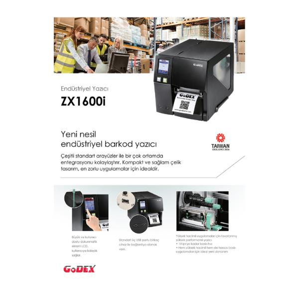 GODEXGodex ZX1600i 600 DPI/10 IPS Endüstiriyel Barkod Yazıcı ZX1600i
