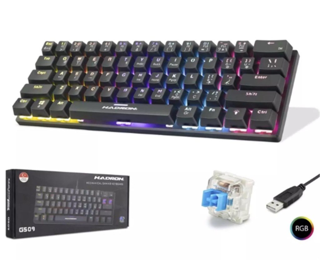 NODARHadron G509B Siyah Mekanik Gaming Mini Klavye Blue Switch RGB8680469042616