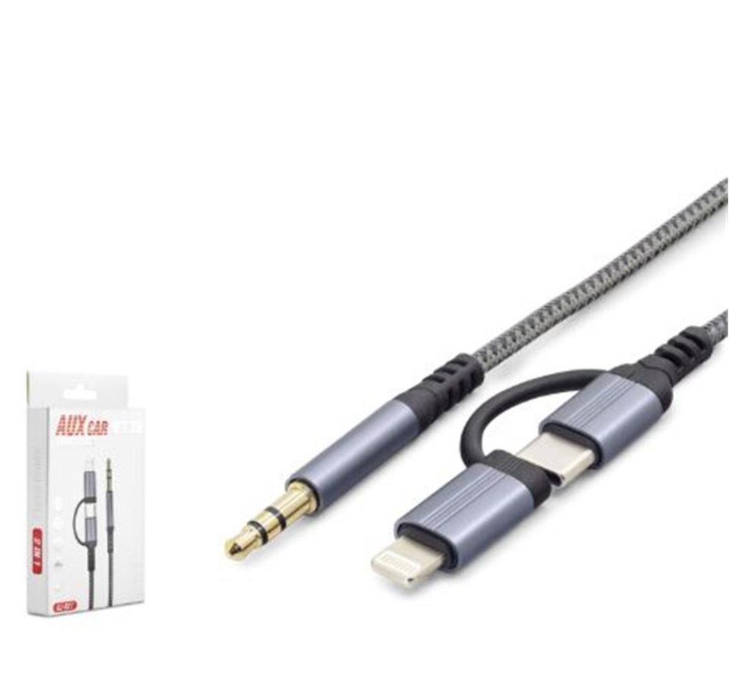 NODARHADRON GJ027 Type-C Lightning 3.5 mm Ses Kablosu Siyah Gri8680469042692