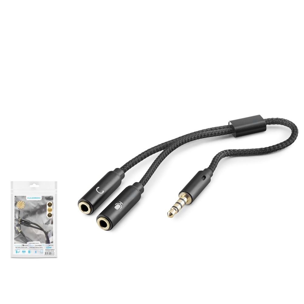 HADRONHADRON HDX1083 3.5 mm Kulaklık Mikrofon Ayırıcı Kablo 23 cm Siyah8680469048786