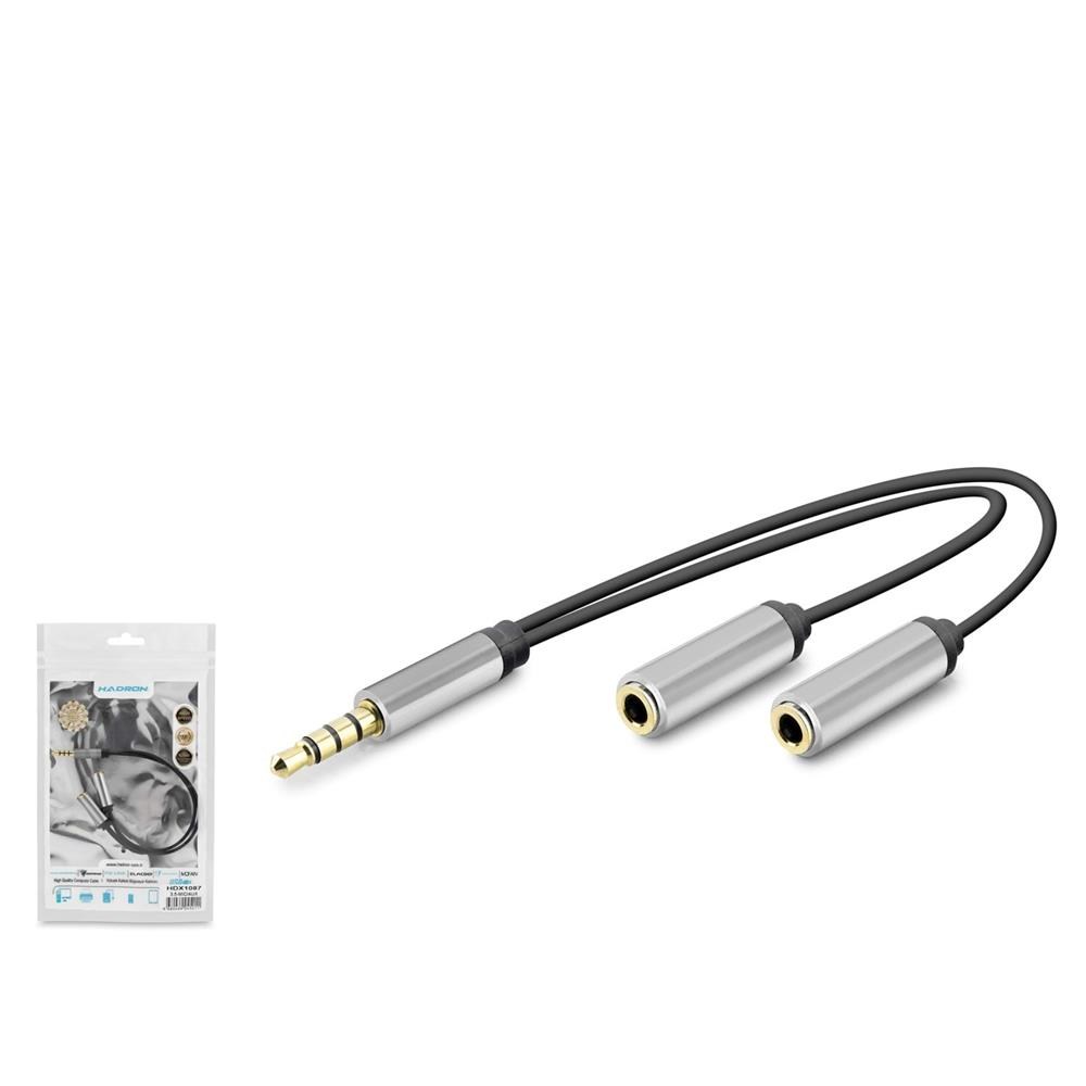 HADRONHADRON HDX1087 3.5 mm Kulaklık Mikrofon Ayırıcı Kablo 23 cm Siyah8680469052110