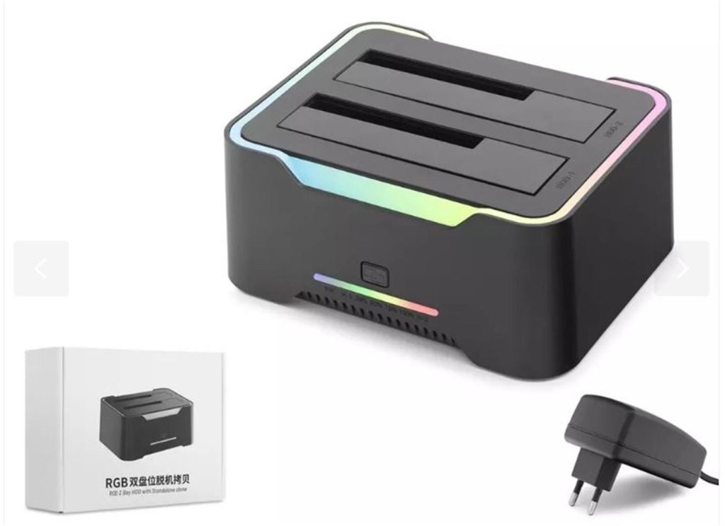 HADRONHadron Hdx1790 HDD Docking – USB 3.0, 2.5 & 3.5 HDD-SSD, 8TB Destekli  RGB Siyah8680469045617
